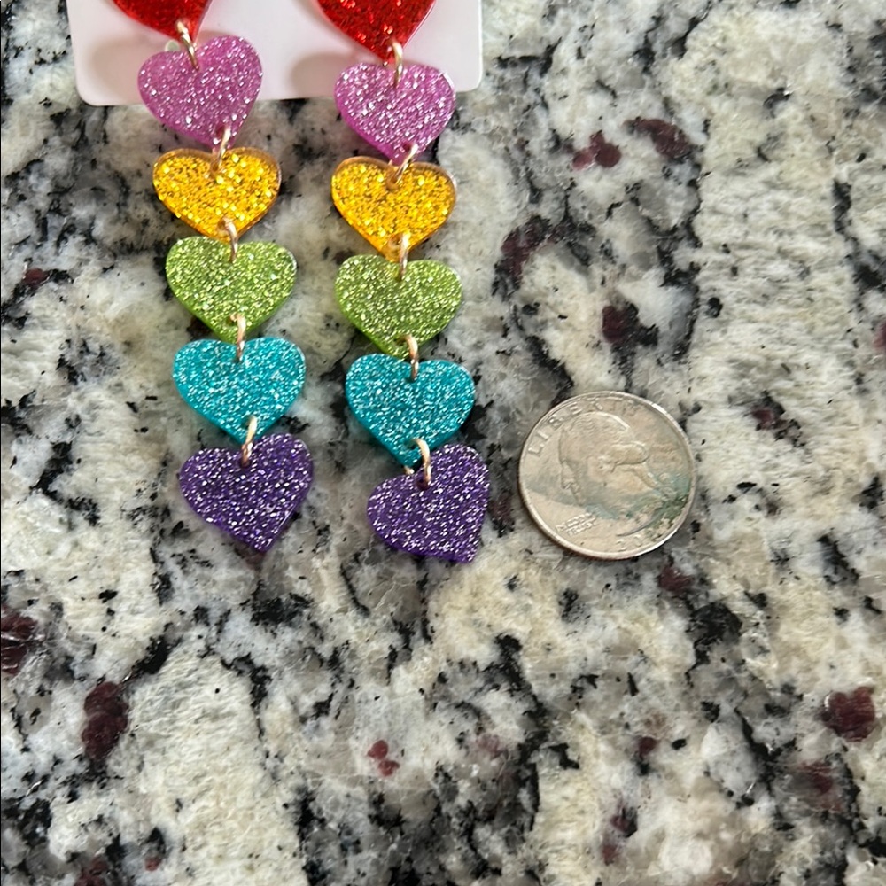 New Rainbow Heart Earrings - Picture 4 of 4